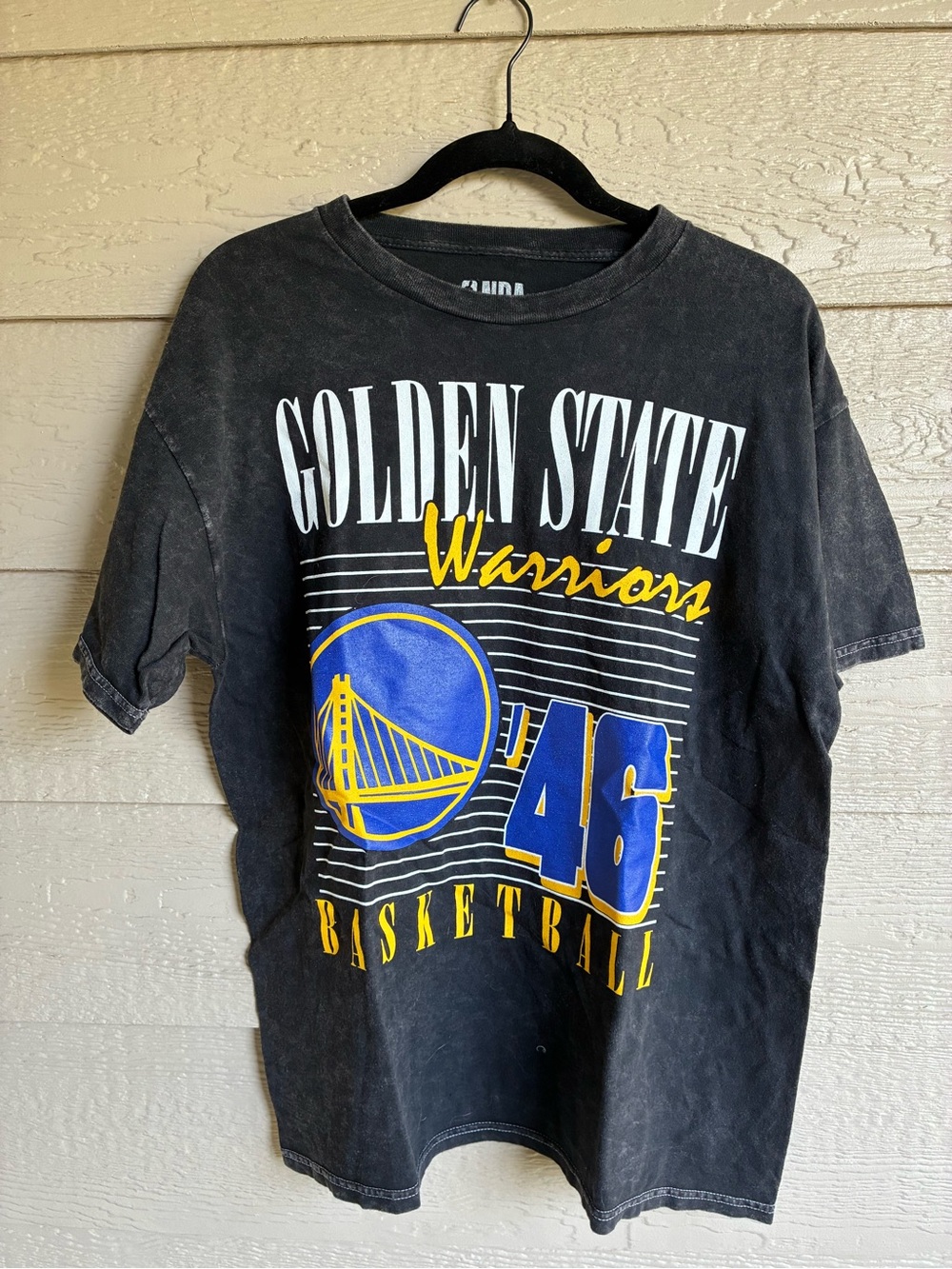 Golden State Warriors NBA Graphic Tee Black Mineral Wash T-Shirt Medium